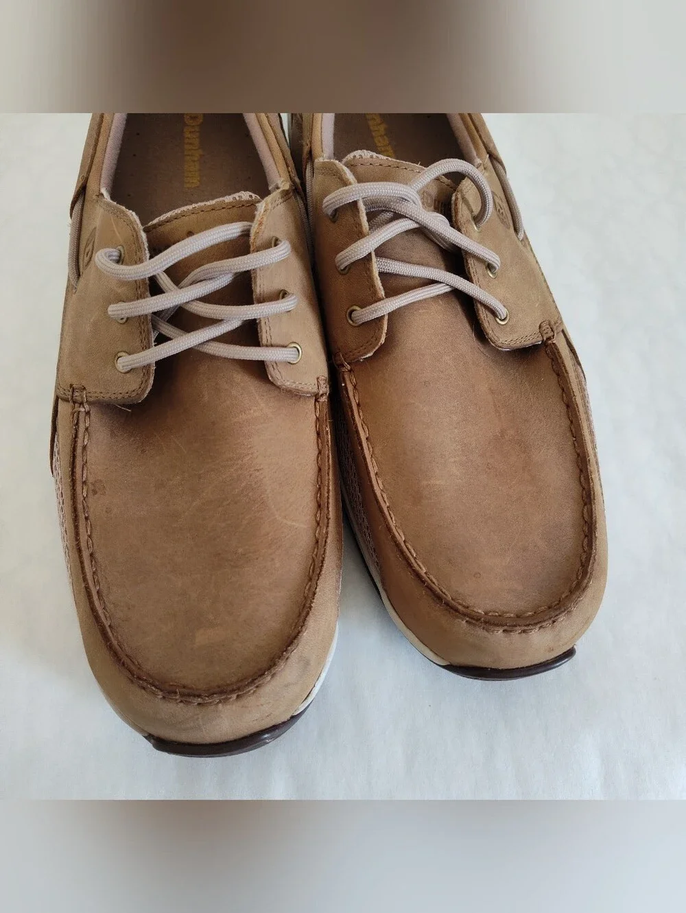 Dunham Captain Mesh Leather Men's 12 4E Tan Laced Boat Shoe MCN410TN